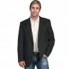 Scully Men's Embroidered Button-Front Western Blazer, P-733-BLK-38