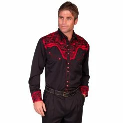 Scully Legends Men's Poly/Rayon Blend Snap Front Shirt, P-634-BLK-L