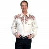 Scully Legends Men's Poly/Rayon Blend Snap Front Shirt, P-634-CRM-L