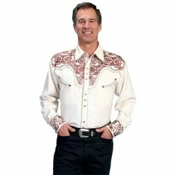 Scully Legends Men's Poly/Rayon Blend Snap Front Shirt, P-634-CRM-L