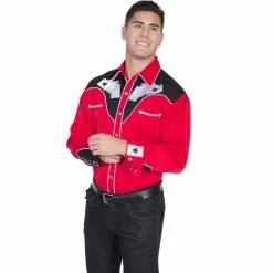 Scully Legends Men's Poly/Rayon Blend Snap Front Shirt, P-686-RED-L