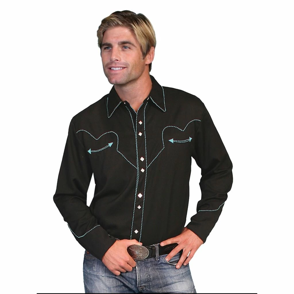 Scully Legends Men's Poly/Rayon Blend Snap Front Shirt, P-726-BLK-L 5 Scully Legends Men's Poly/Rayon Blend Snap Front Shirt, P-726-BLK-L - Image 3