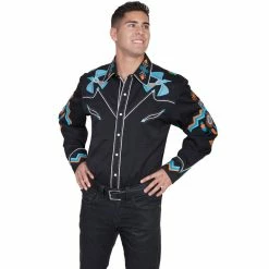Scully Men's Legends Western Phoenix Western Show Shirt, Black, P-734-BLK-L