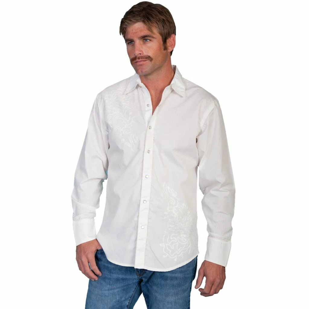 Scully Legends Men's Snap Front Shirt With Tonal Yokes Front Embroidery, P-810-BLK-L 4 Scully Legends Men's Snap Front Shirt With Tonal Yokes Front Embroidery, P-810-BLK-L - Image 2