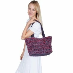 Scully Cantina Collection Two-Toned Macrame Handbag, C51-BLU-ONE