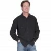 Scully Cantina Collection Men's Peruvian Cotton Button Front Long Sleeve Shirt, CM5-BLK-L