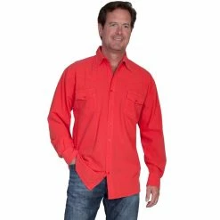 Scully Cantina Collection Men's Peruvian Cotton Button Front Long Sleeve Shirt, CM7-BLK-L -Deals Scully Store 1208785