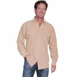 Scully Cantina Collection Men's Peruvian Cotton Button Front Long Sleeve Shirt, CM7-BLK-L