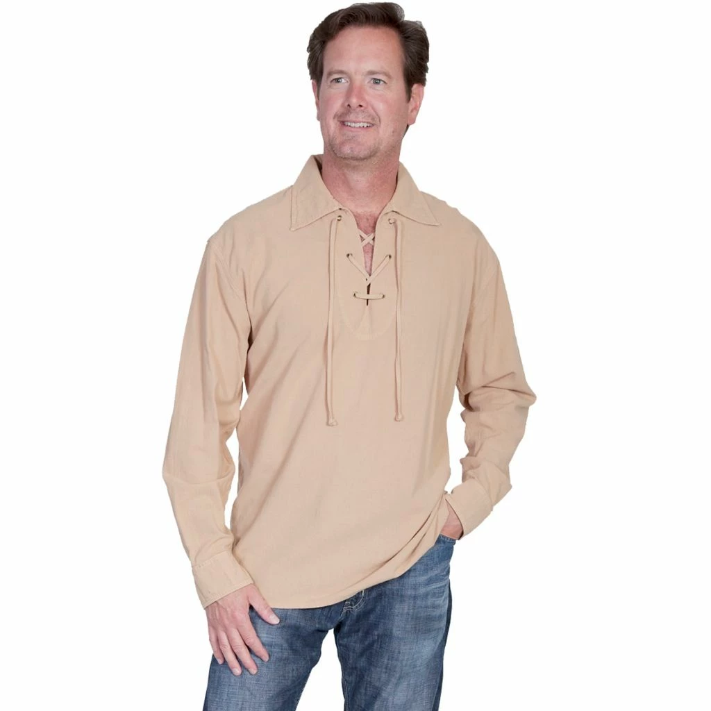 Scully Cantina Collection Men's Peruvian Cotton Button Front Long Sleeve Shirt, CM8-BLK-L 4 Scully Cantina Collection Men's Peruvian Cotton Button Front Long Sleeve Shirt, CM8-BLK-L - Image 2