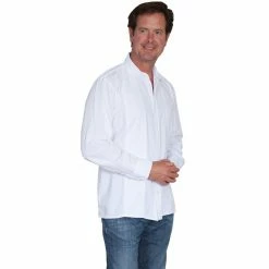 Scully Cantina Collection Men's Peruvian Cotton Button Front Long Sleeve Shirt, CM9-BLK-L