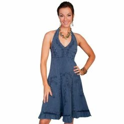 Scully Women's 100% Peruvian Cotton Halter Dress with Soutache Decoration, PSL-053-DBL-L