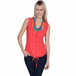 Scully Cantina Collection Women's 100% Peruvian Cotton Tank Top, PSL-058-BLK-L