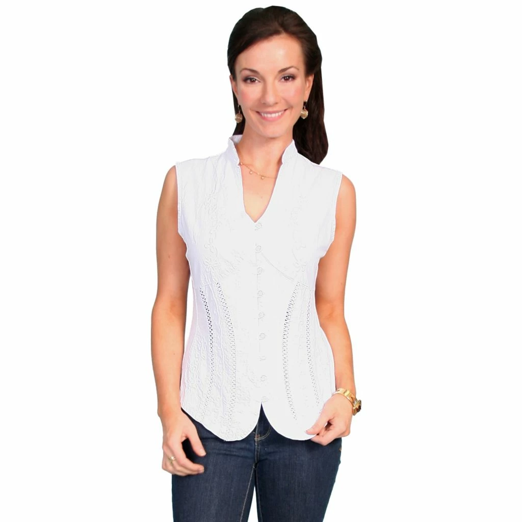Scully Cantina Collection Women's 100% Peruvian Cotton Sleeveless Blouse, PSL-059-WHT-L 3 Scully Cantina Collection Women's 100% Peruvian Cotton Sleeveless Blouse, PSL-059-WHT-L