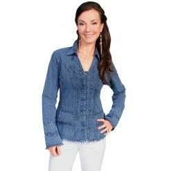 Scully Women's Cantina Collection 100% Peruvian Cotton Long Sleeve Shirt/Jacket, PSL-060-DBL-L