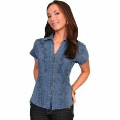 Deals Scully Store 7 Scully Cantina Collection Women's 100% Peruvian Cotton Capsleeve Blouse, PSL-066-DBL-L