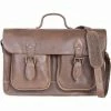 Scully Leather Satchel Briefcase with Dual Buckle Flap Closure, 604-10-29-F