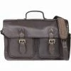 Scully Leather Satchel Briefcase with Dual Buckle Flap Closure, 604-41-25-F