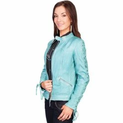 Scully Leather Stunning Lamb Skin Jacket, Nickel Studs, Standup Snap Collar, L411-254-XXL