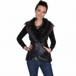 Scully Honey Creek Women's Faux-Fur Vest, 8018-BLK-XXL