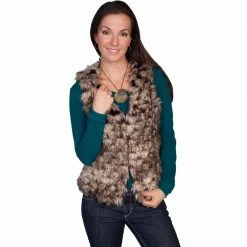 Scully Women's Honey Creek Faux Fur Vest, 70% Acrylic and 30% Polyester, Hook-and-Eye Closure, 8031-BRN-XXL