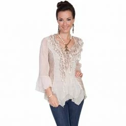 Scully Honey Creek Women's Lace And Ruffle Blouse