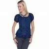 Scully Women's Honey Creek Rayon Multi-Fabric Short Sleeve Blouse w/ Tie Back, HC66-IVO-XXL -Deals Scully Store 1217704